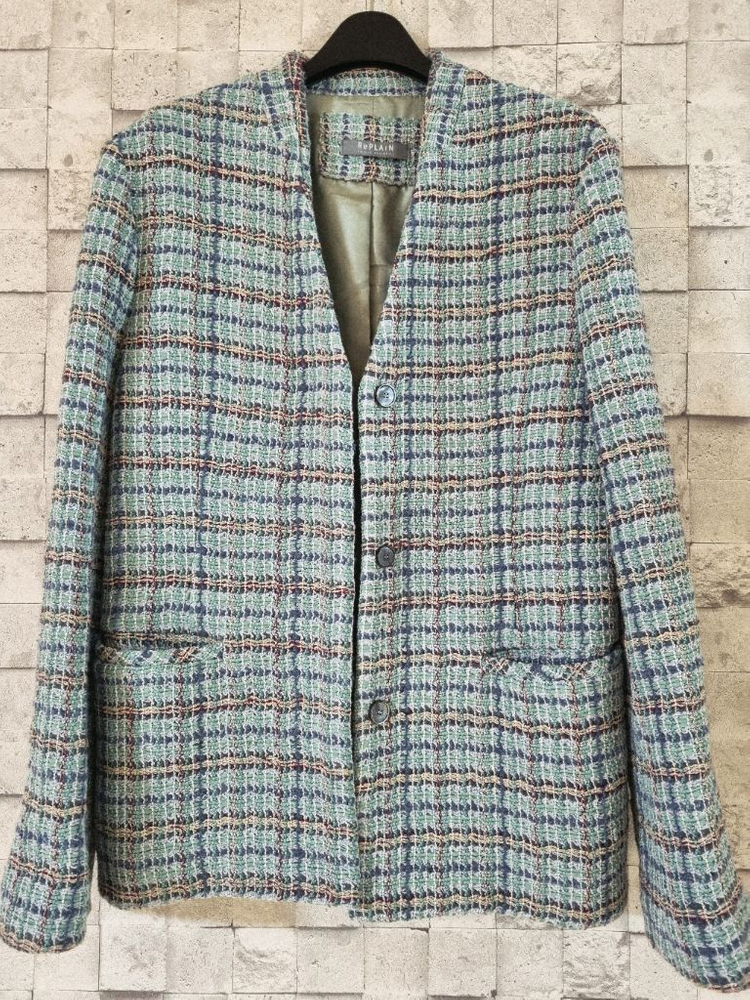 리플레인 민트 울 트위드 자켓--3