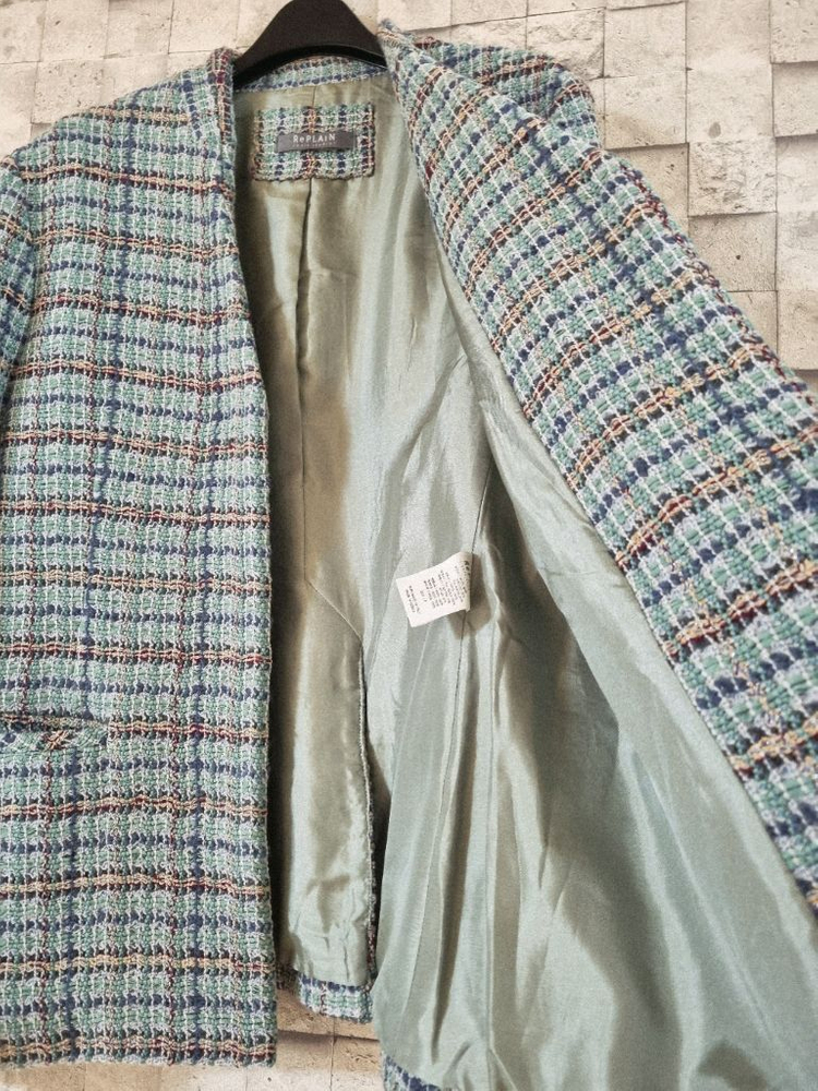 리플레인 민트 울 트위드 자켓--6