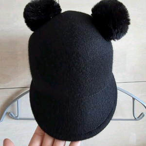 자라 폼폼 모직 모자 블랙 52cm