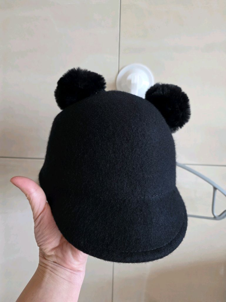 자라 폼폼 모직 모자 블랙 52cm--1