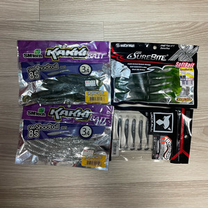 미사용 슈어캐치 카키 자칼 쉐드웜 4봉 배스 우럭