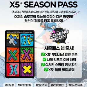 (미등록)성인 X5시즌권 스키장 시즌패스권