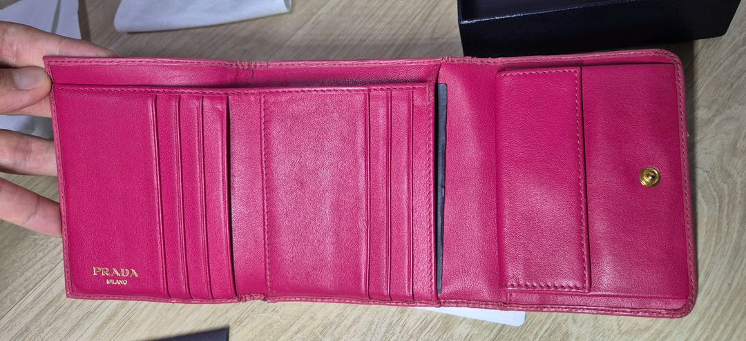 프라다 소가죽 반지갑(핑크)--4
