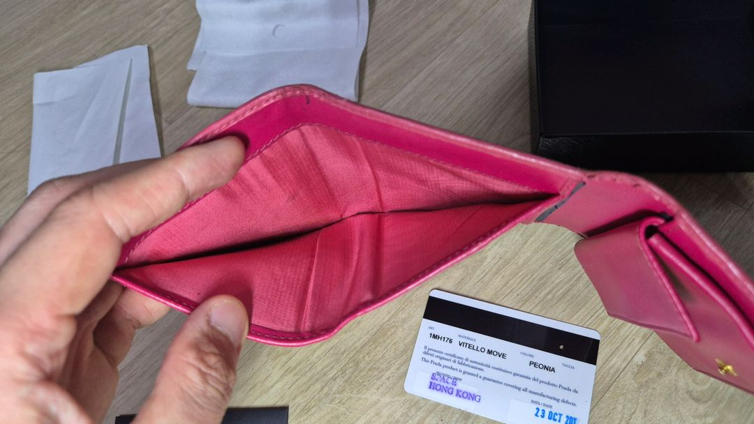 프라다 소가죽 반지갑(핑크)--5