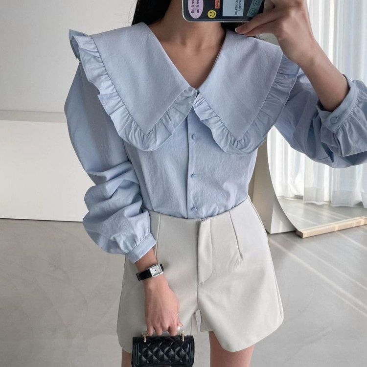 프릴카라 블라우스 새제품--2