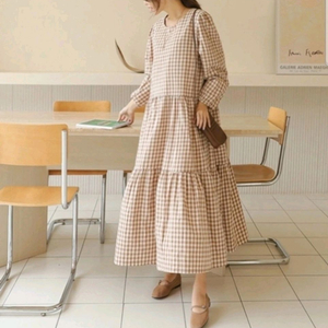 새제품) 고방 체크 캉캉원피스/ 체크 캉캉 롱원피스 55~77