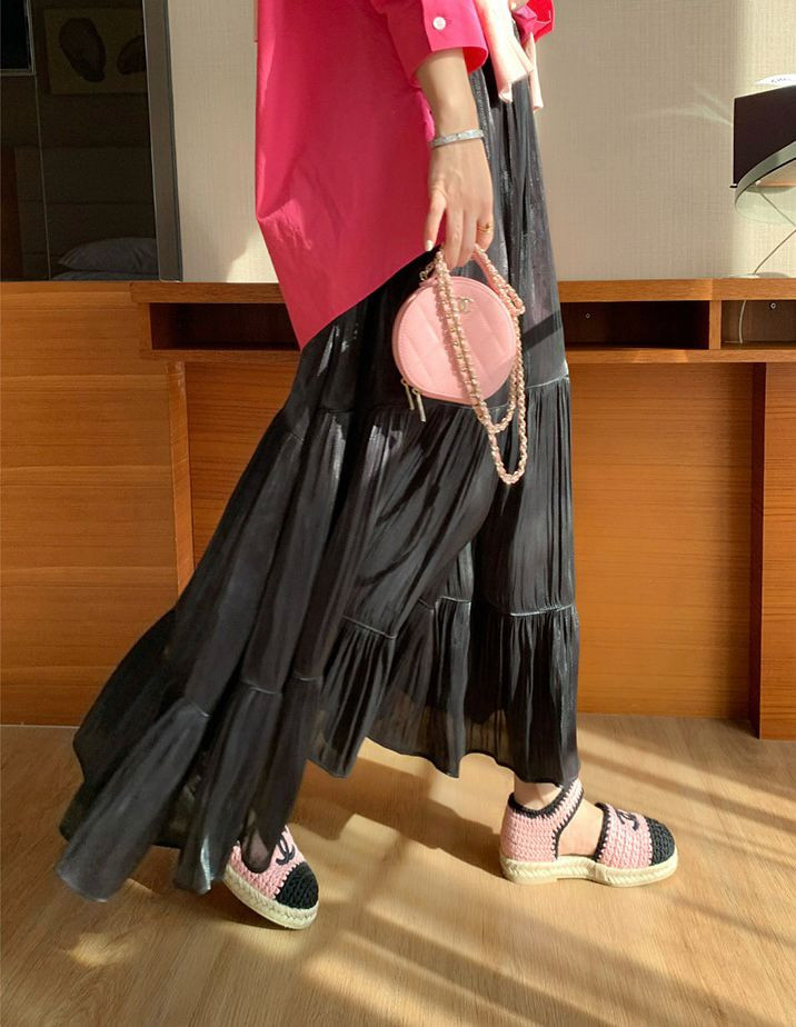 새틴 주름스커트 새제품--1