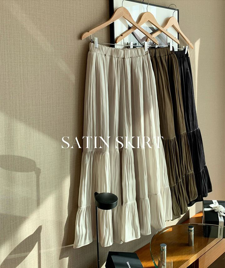 새틴 주름스커트 새제품--4