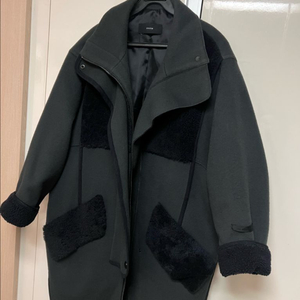 한섬 시스템 SYSTEM 울 캐시미어 리얼양모 배색 하프코트 무스탕 숏코트 반코트 뽀글이 시어링