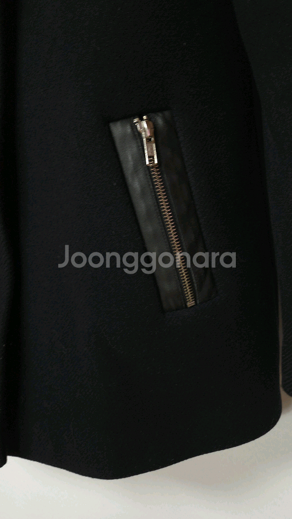 산드로 라쿤퍼 후드 양가죽 배색 울코트 36 사이즈--4