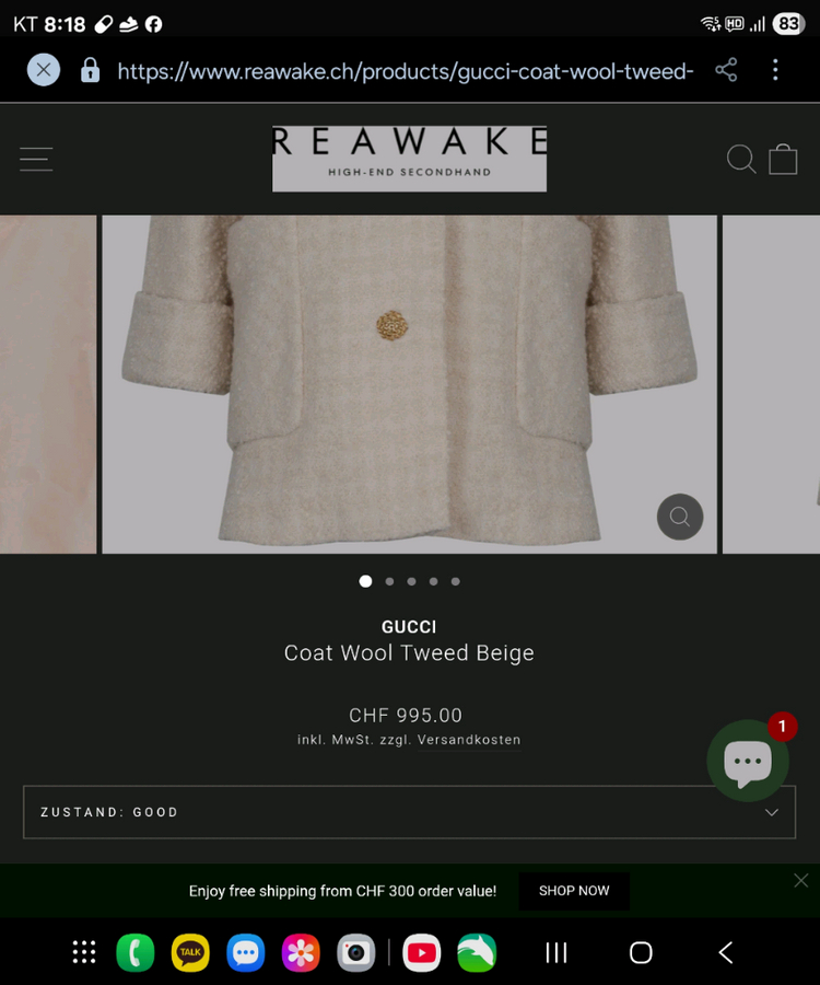 (매장판정품) 구찌 여성 울 트위드코트 40(55-66)--9