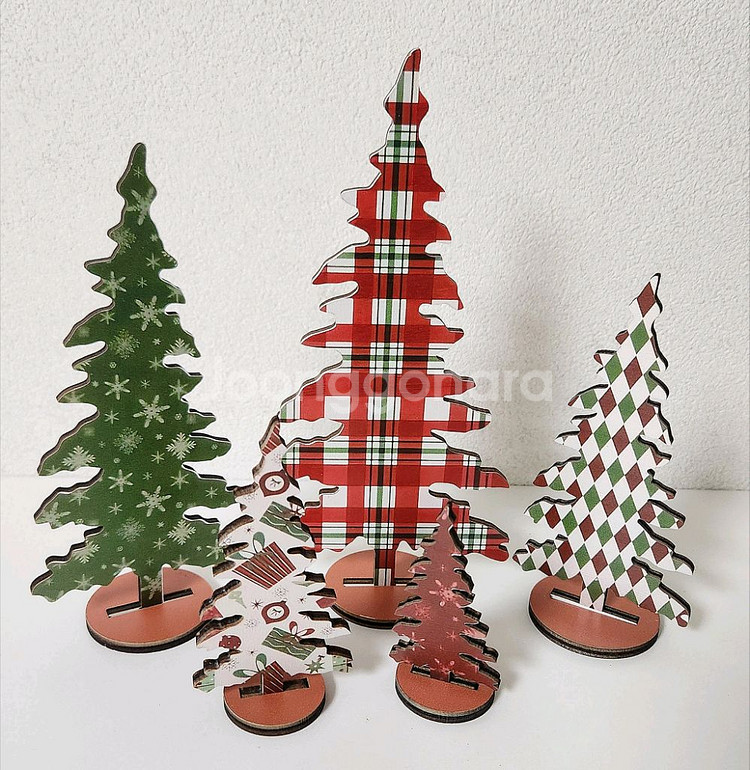 새상품)원목 크리스마스 트리 5개 일괄--0