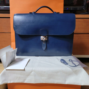 에르메스 서류가방 에르메스 삭아 데페슈 38 코랄 블루 브리프케이스 복스가죽 토트백