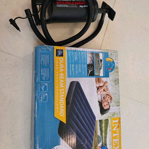 인텍스 풋펌프 + 에어매트 세트