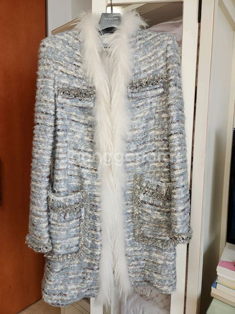 오브제 트위드 롱자켓. 55, 이탈리아 원단--2