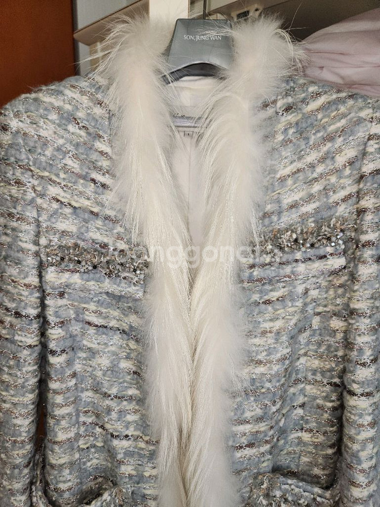 오브제 트위드 롱자켓. 55, 이탈리아 원단--4