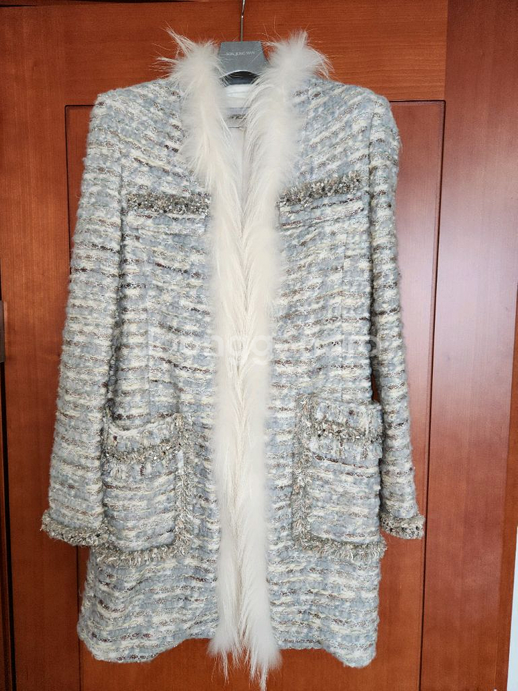 오브제 트위드 롱자켓. 55, 이탈리아 원단--5