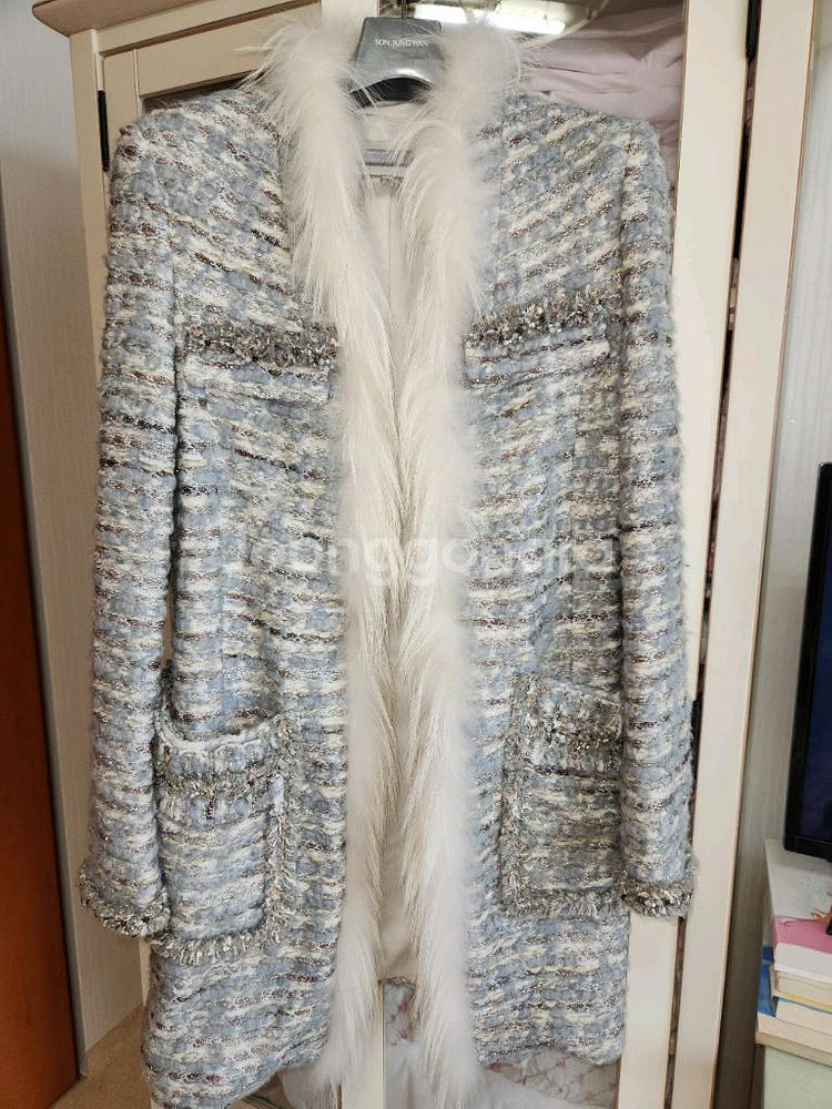 오브제 트위드 롱자켓. 55, 이탈리아 원단--6