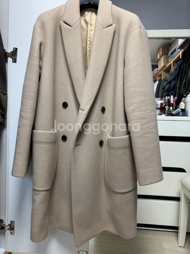 오버핏 더블 코트--0