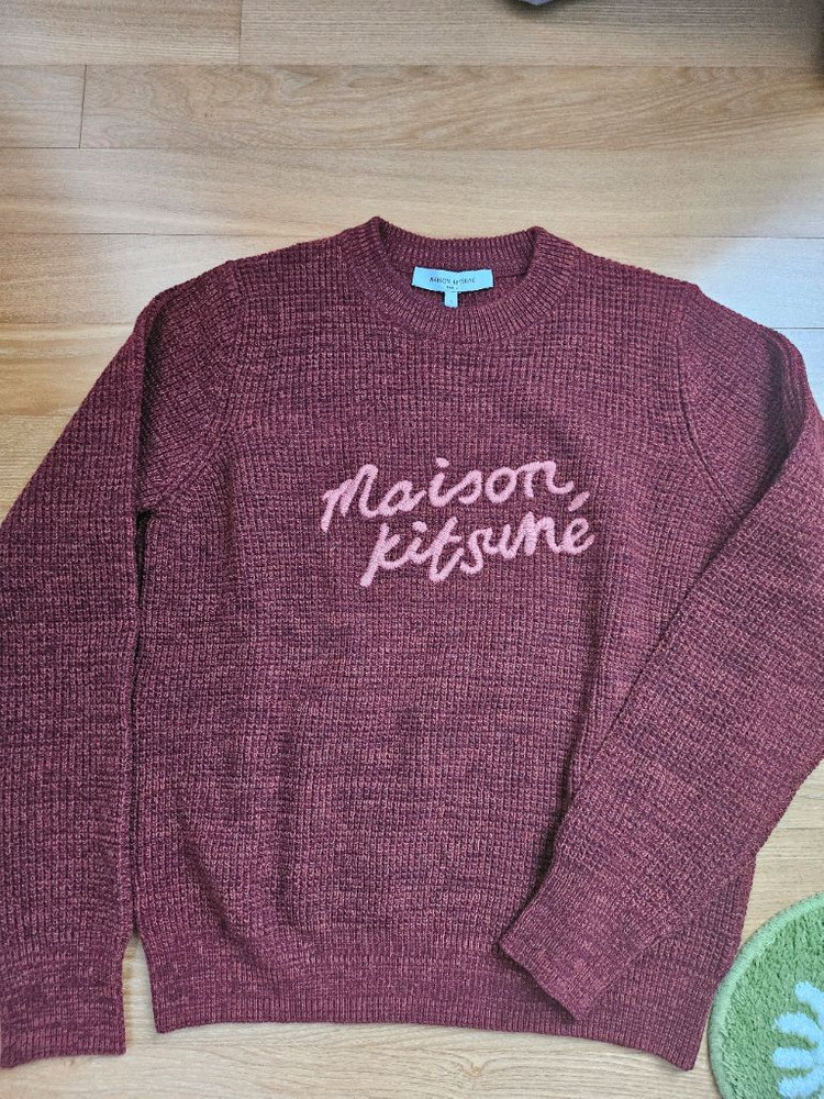 메종키츠네 핸드라이팅 와플니트--2