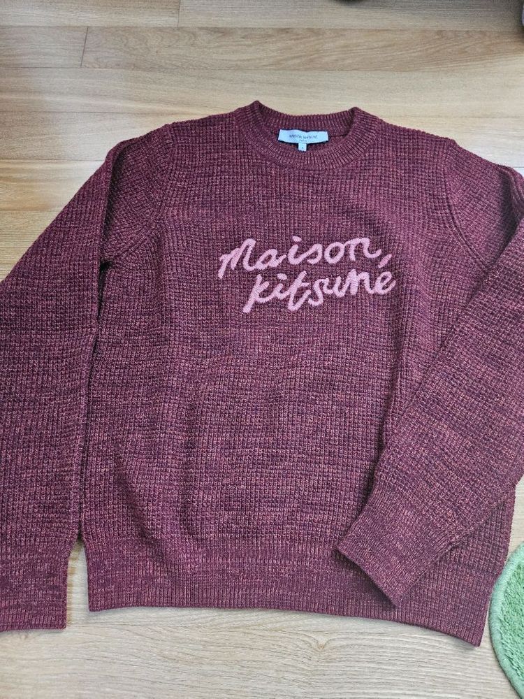 메종키츠네 핸드라이팅 와플니트--3