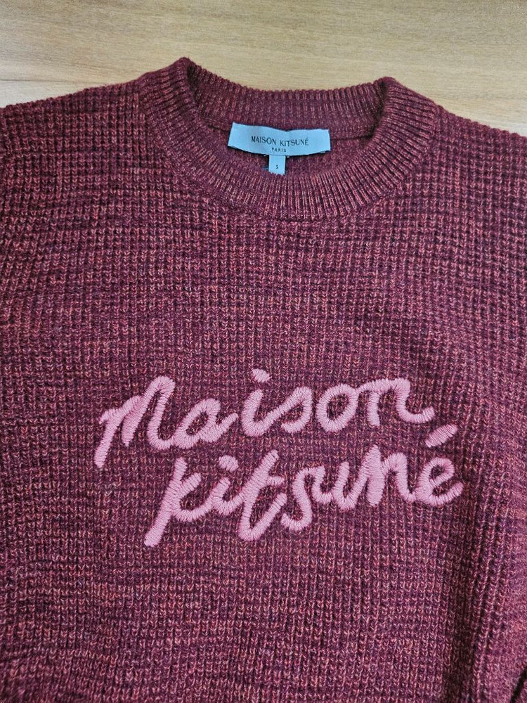 메종키츠네 핸드라이팅 와플니트--4