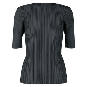 플리츠플리즈 소프트플리츠 반팔 차콜색