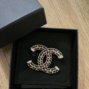정품 샤넬 CC 로고 체인 브로치 금장