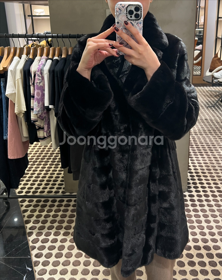 진도 블랙 그라마 밍크 코트 66 상태 최상급--0