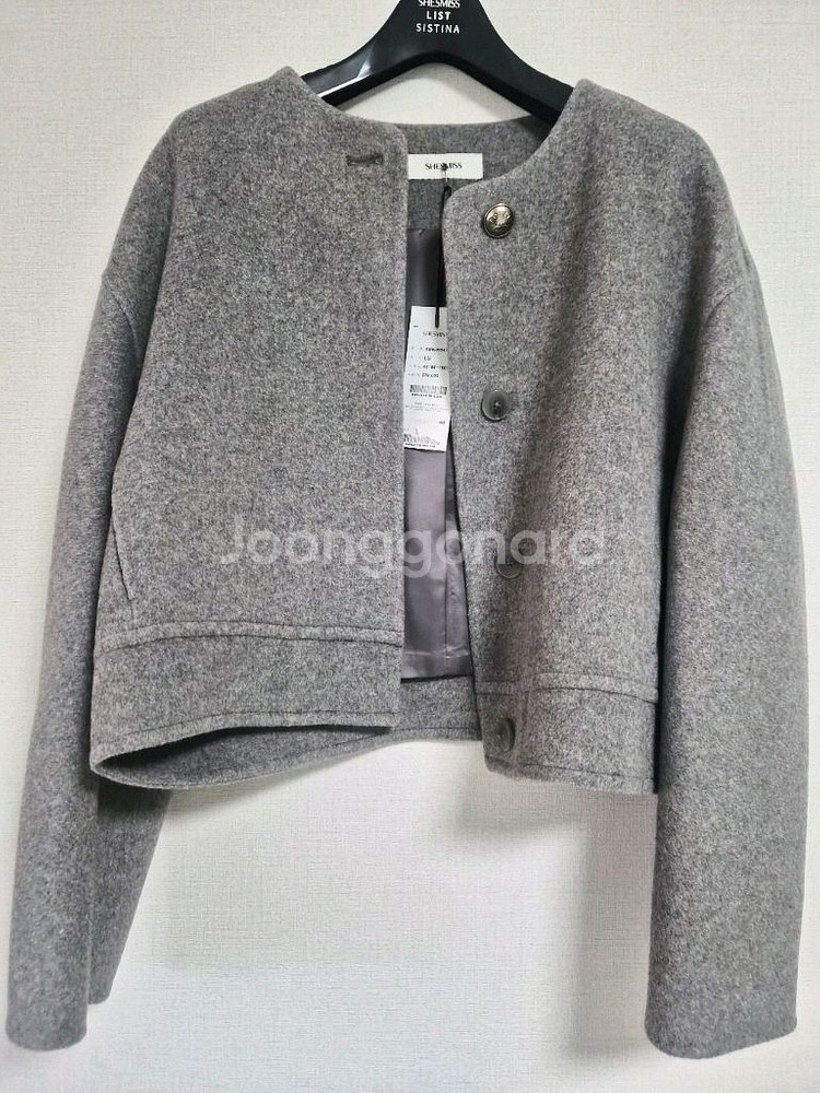 울자켓 쉬즈미스 보브 쥬크 모직코트 캐시미어 핸드메이드--0