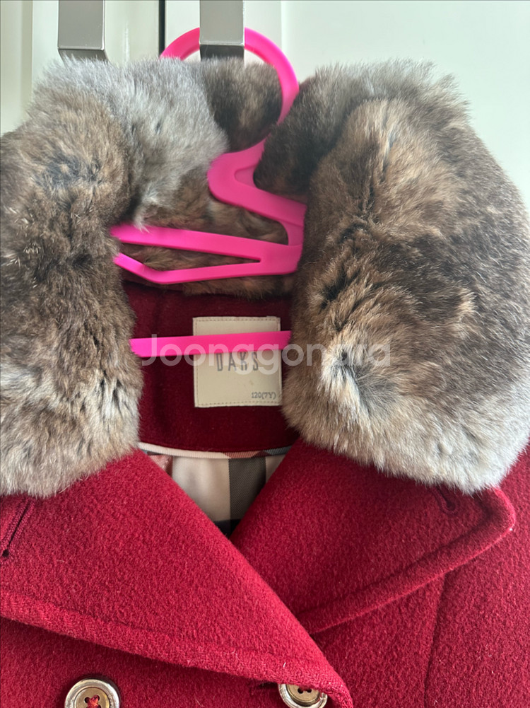 닥스 키즈 모직 코트 레드 퍼 카라(120)--1