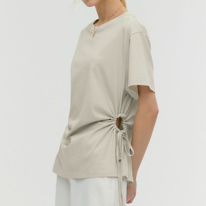 새상품 몽돌 컷아웃 스트링 반팔티셔츠 화이트,베이지