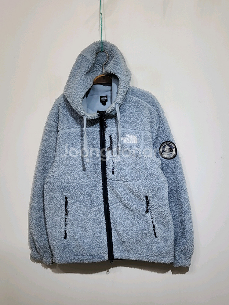 (L) 노스페이스 플리스 점퍼 하늘색 뽀글이 후리스 후드자켓--0