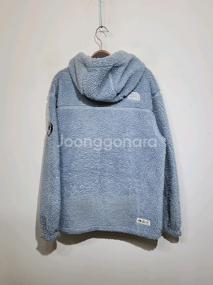(L) 노스페이스 플리스 점퍼 하늘색 뽀글이 후리스 후드자켓--6