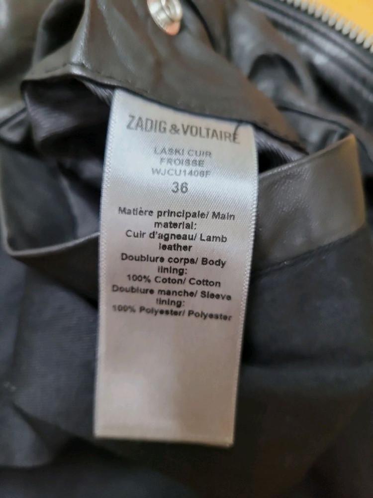 새상품급 쟈딕엔볼테르 크링클 양가죽 자켓--3