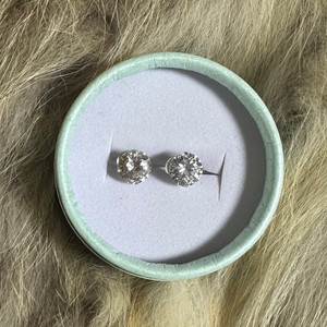 14k 8mm 다이아몬드 컷팅 큐빅 귀걸이