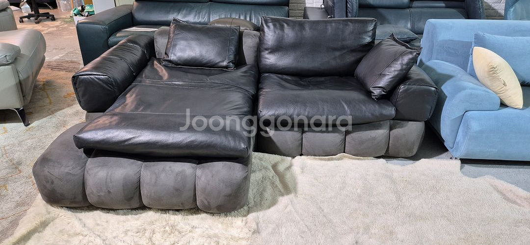 체리쉬 마에스트로 이태리 천연 통가죽 3인 소파+스툴--3