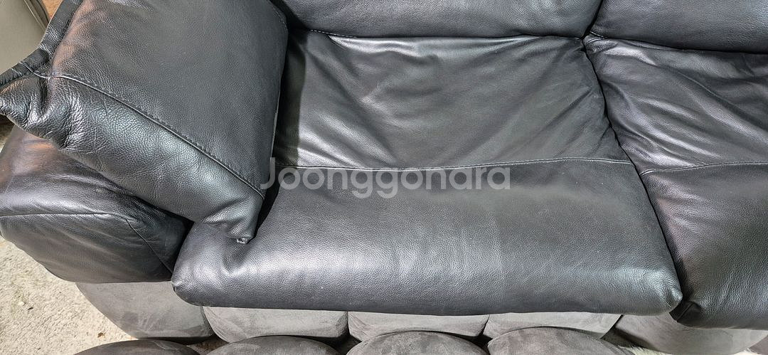 체리쉬 마에스트로 이태리 천연 통가죽 3인 소파+스툴--5