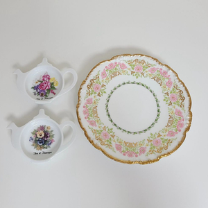 프랑스 하빌랜드 리모지 리본 디쉬 접시 포세린 티백 홀더 플라워 티팟 찻잔 앤틱 미국빈티지 홈카페 인테리어 소품