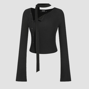 쉬인 버튼 티셔츠 / 블랙