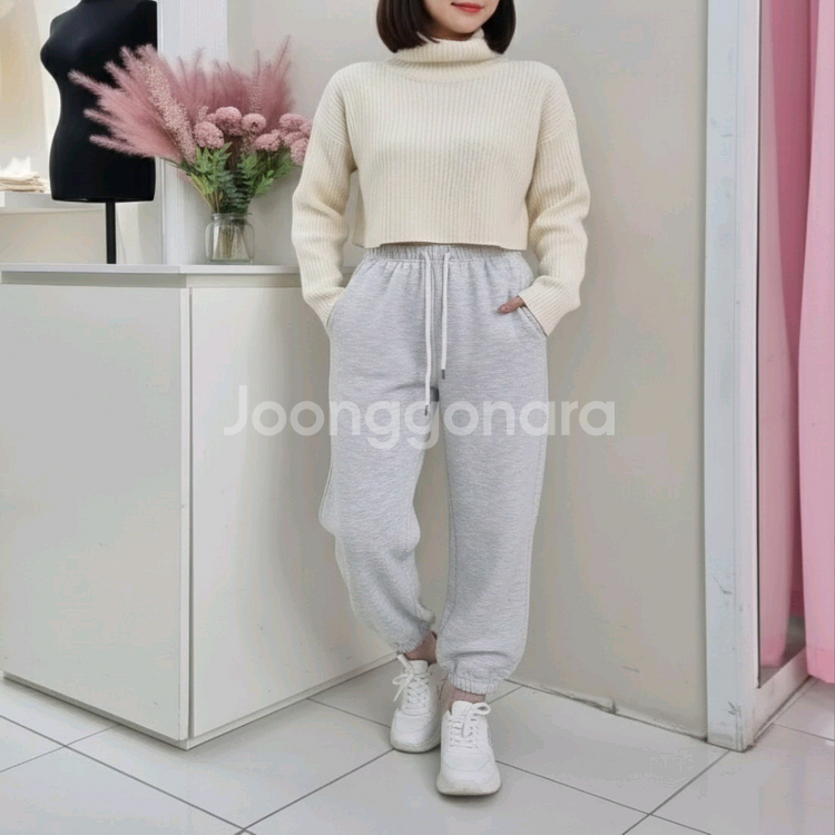 기모 밴딩 조거 팬츠 (백염)--0