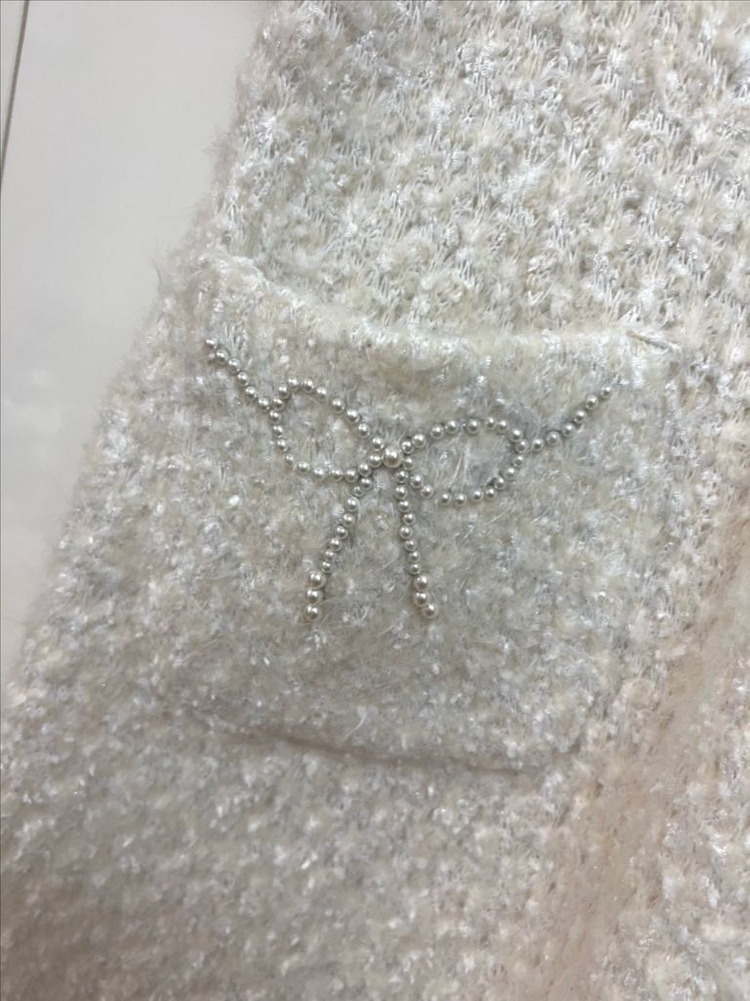 바이씨니 by ssiny 리본진주원피스 부클 퍼 반팔 퍼프 플레어 셀프웨딩 생일룩 연팔룩 파티룩 이미지