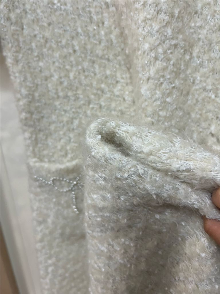 바이씨니 by ssiny 리본진주원피스 부클 퍼 반팔 퍼프 플레어 셀프웨딩 생일룩 연팔룩 파티룩 이미지