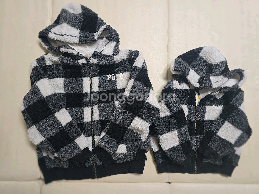 폴로 랄프로렌 체크 후드 집업 100 140--0