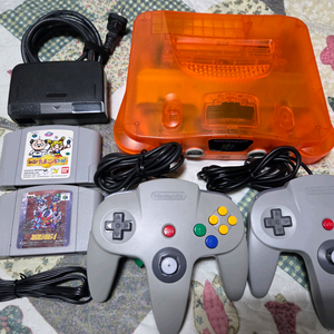 닌텐도64 게임기 새하우징본체 + 게임 2개, 메모리팩, 220v아답터 세트