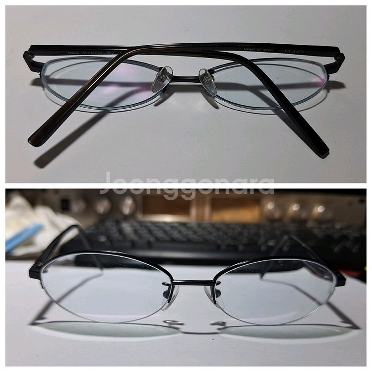 일본 구찌 반무테 안경테 안경 티타늄 GG-9550J C8B 명품 일본 y2k 패션 빈티지 레트로 복고 감성--1