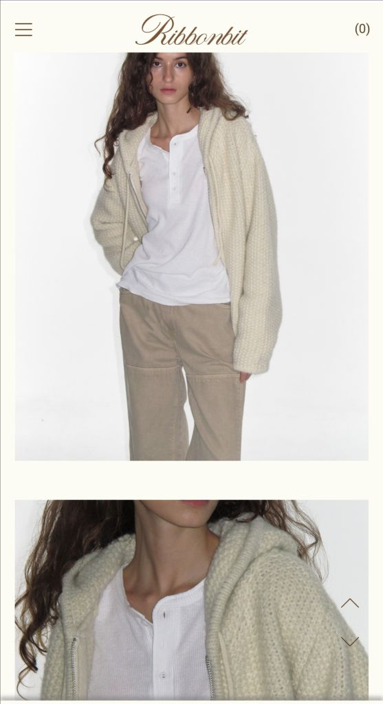 리본빛 모네마켓 니트후드집업 이미지