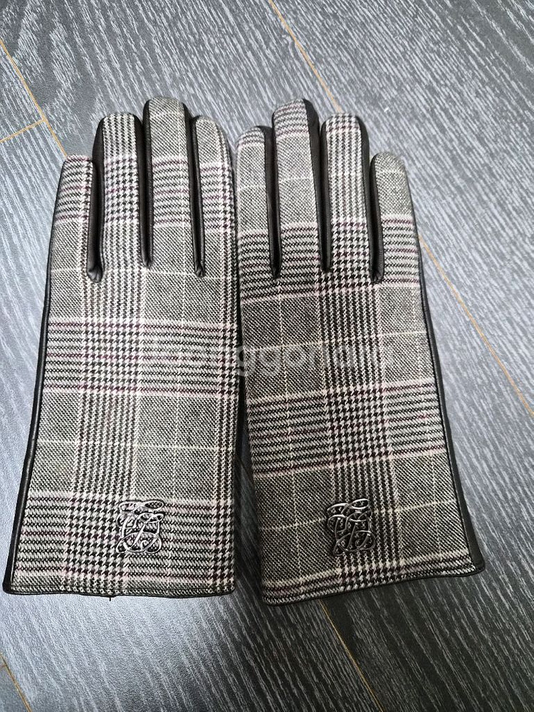 여성용 가죽 콤비 체크장갑 루이까또즈 기모--0
