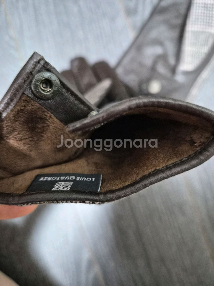 여성용 가죽 콤비 체크장갑 루이까또즈 기모--4