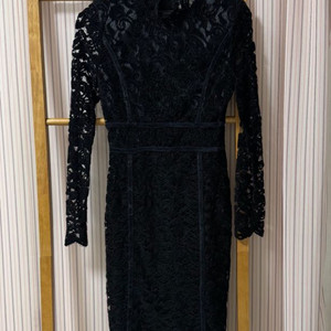 님프 블랙 레이스 벨벳 롱 원피스